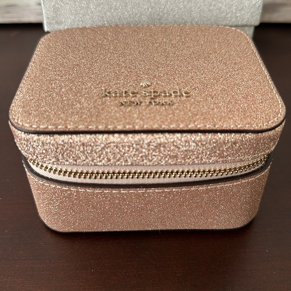 NWT Kate Spade Pink Glitter Jewelry Travel Case